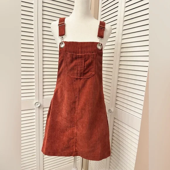 Hot Kiss | Dresses | Goth Jumper Dress Burnt Orange Low Cut Sides Overalls  | Poshmark